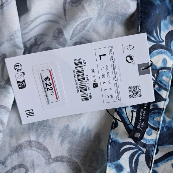 Zara Blue floral Spaghetti Strap side zip side rouch blouse top - Picture 3 of 7